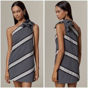 Anthropologie, Maeve One-Shoulder Embellished Bow Mini Dress